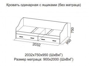 Кровать одинарная с ящиками (Без матраца 0,9*2,0) в Верхней Салде - verhnyaya-salda.магазин96.com | фото